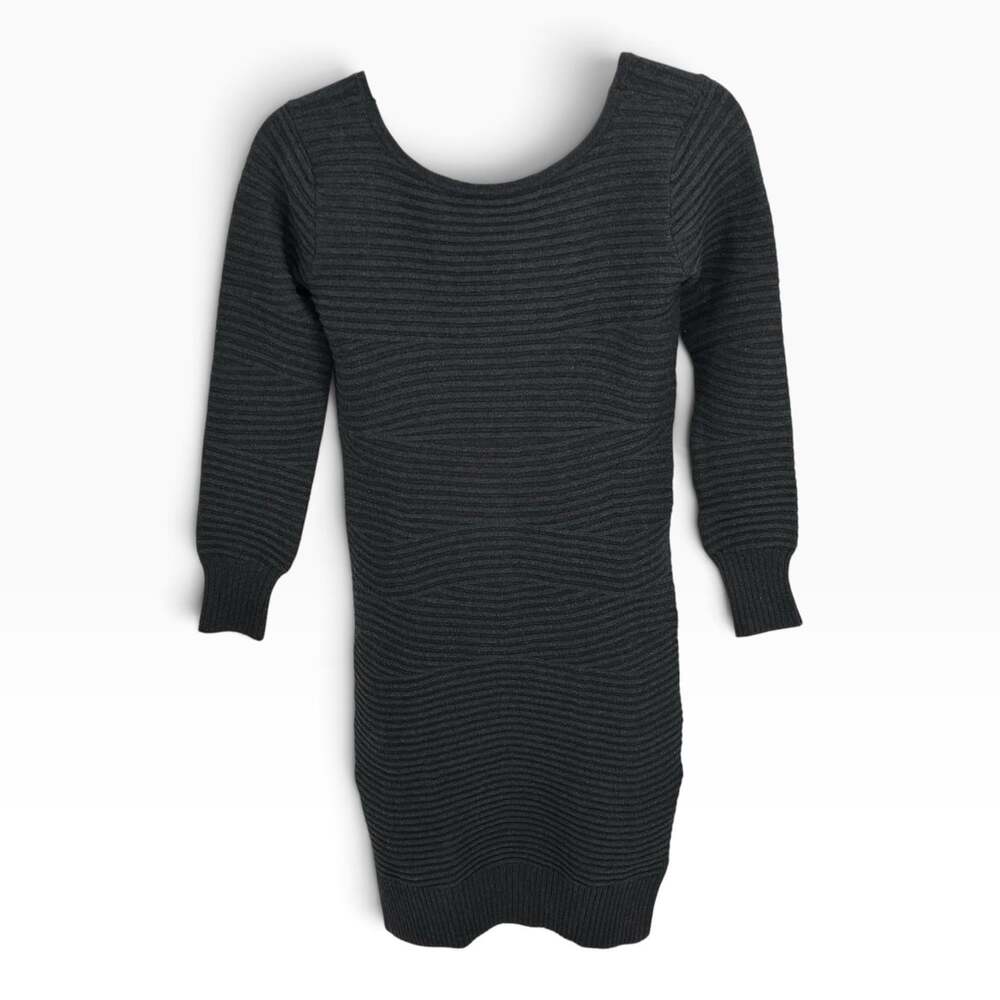 Bebe Ribbed Bodycon Midi Sweater Dress Charcoal Low Back Medium (EE)